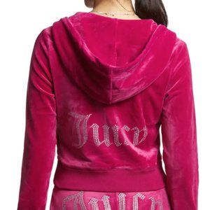 WOMEN'S JUICY COUTURE OG BIG BLING VELOUR ZIP-UP HOODIE